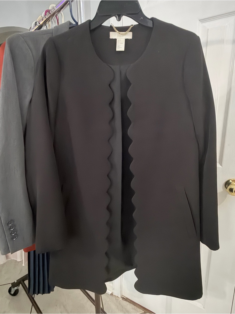 H&M Black Scalloped Edge Open Front Blazer